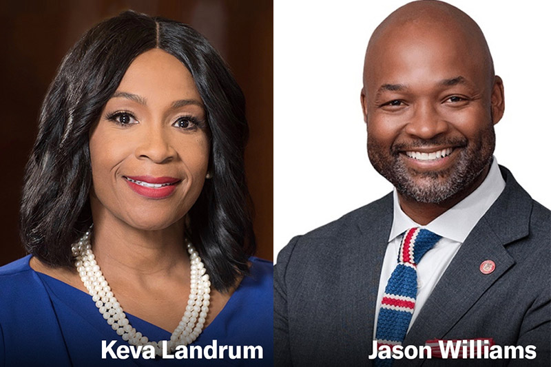 Keva Landrum (left) and Jason Williams (right) candidates in the runoff for Orleans Parish's District Attorney.
