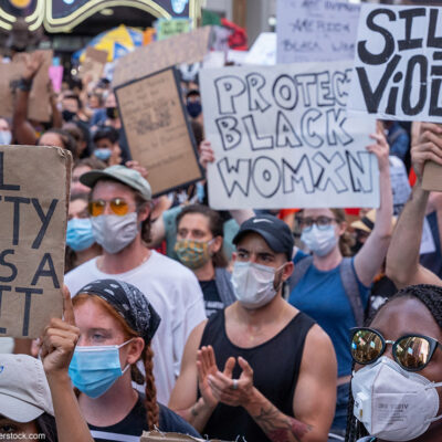 Demonstrators at a protest march.