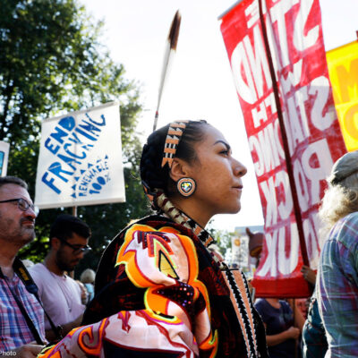 Angela Miracle Gladue, center, a member of the Frog Lake First Nations, attends a rally in support of the Standing Rock Sioux Tribe near the White House