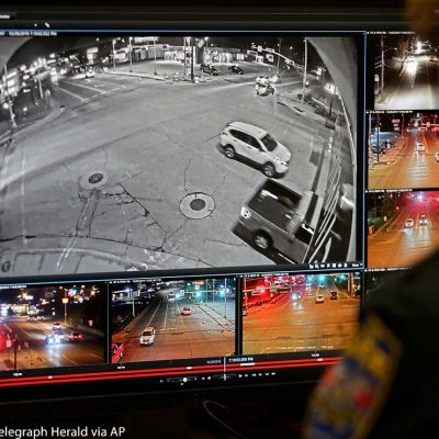 Gray police surveillance camera