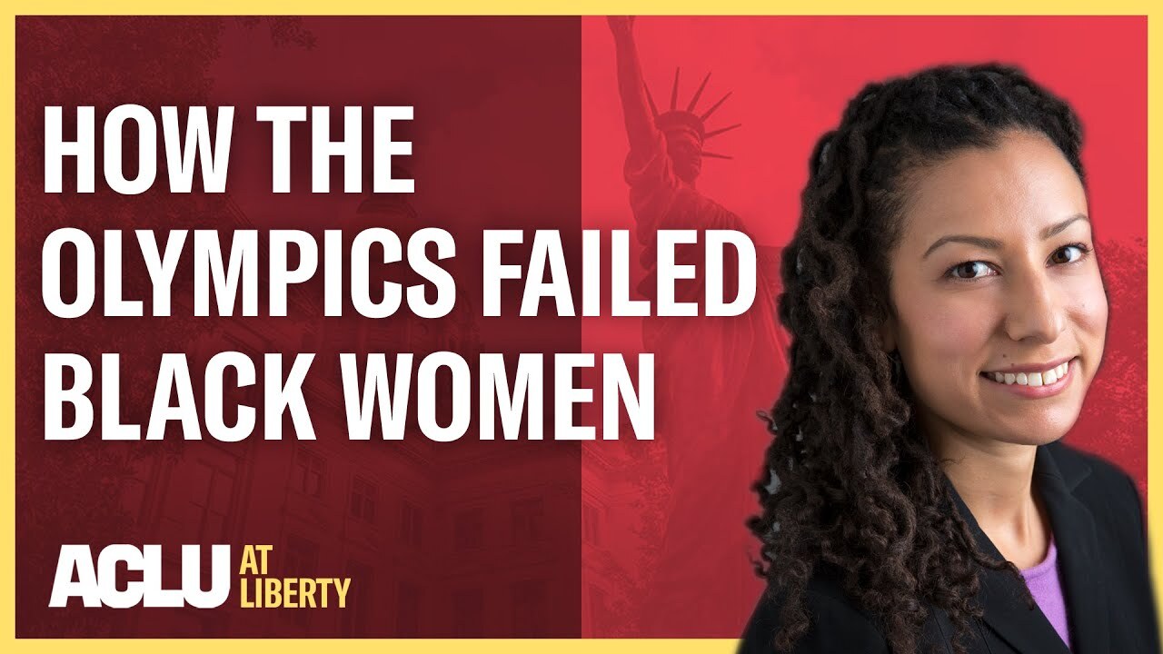 The words "How the Olympics failed Black women" with an image of Ria Tabacco Mar.