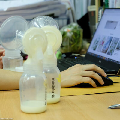 New mothers are packing pumps for storing breast breast milk while working at the office.