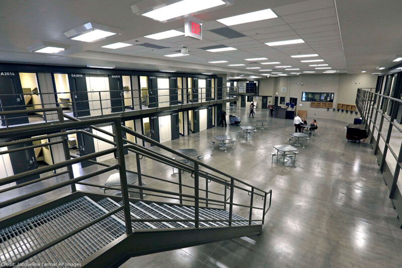 The view of a housing unit at a correctional institution in Pennsylvania.