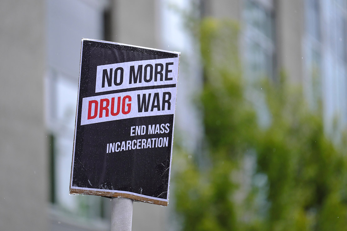 I sign that says No More Drug War.