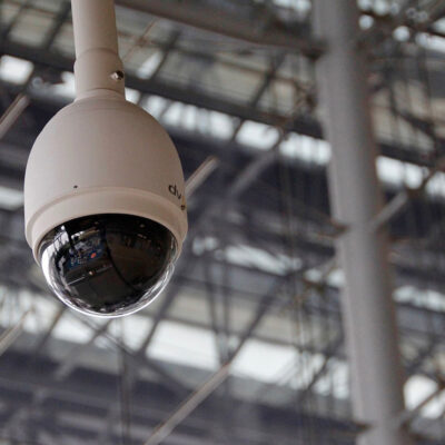 A photo of a security camera.