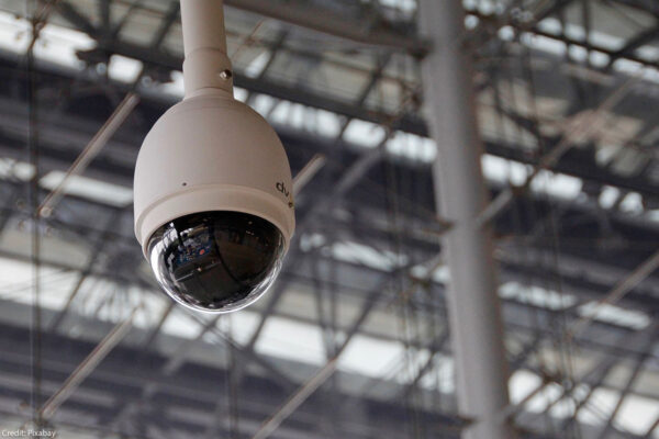 A photo of a security camera.