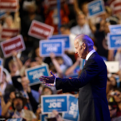 Vice President Joe Biden appears on stage as he addresses the Democratic National Convention in Charlotte, N.C.