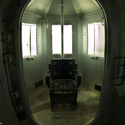 A photo of a prison gas chamber.