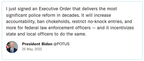 I just signed an Executive Order that delivers the most significant police reform in decades. It will increase accountability, ban chokeholds, restrict no-knock entries, and more for federal law enforcement officers — and it incentivizes state and local officers to do the same.