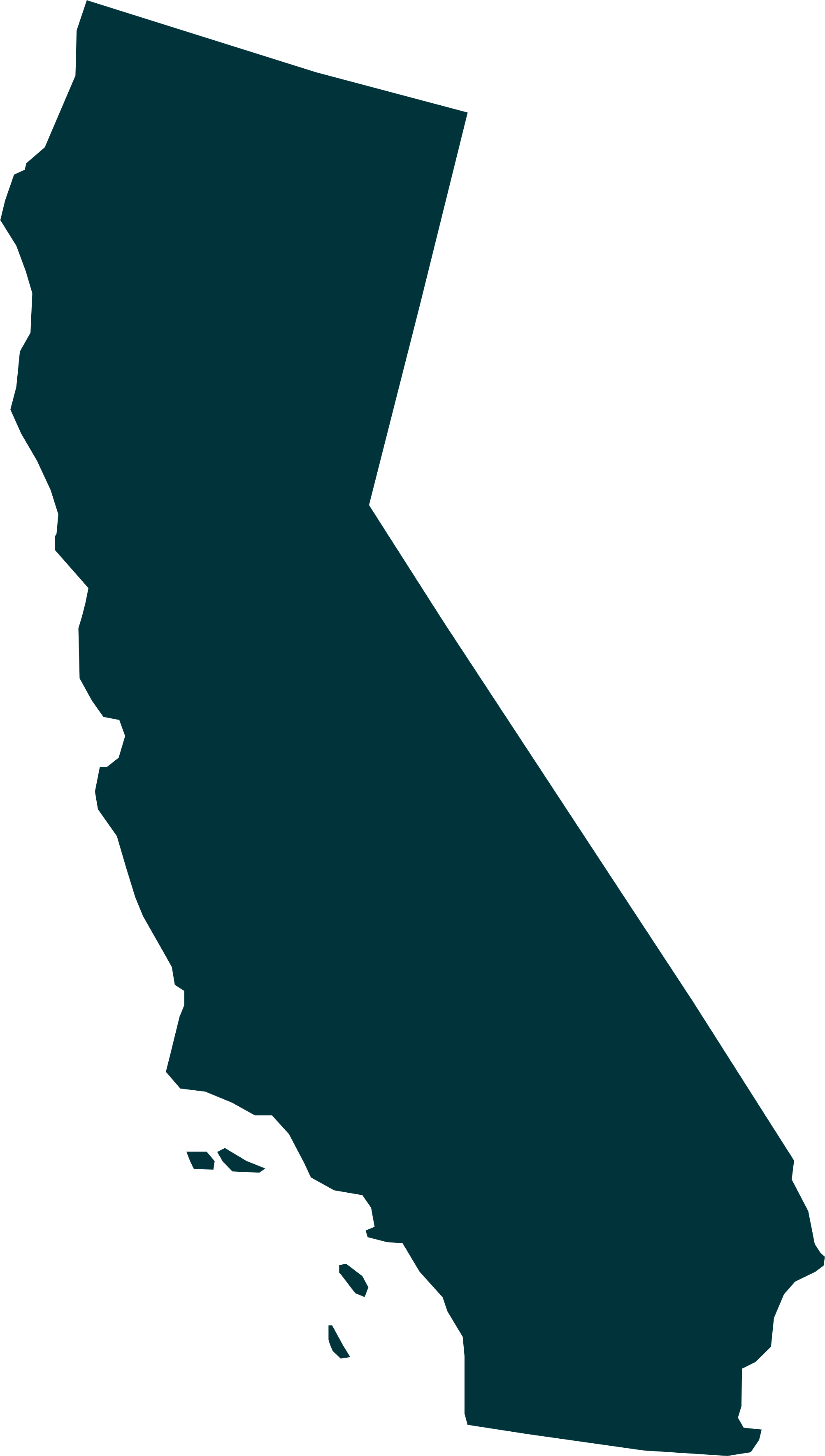 A silhouette of the state of California.