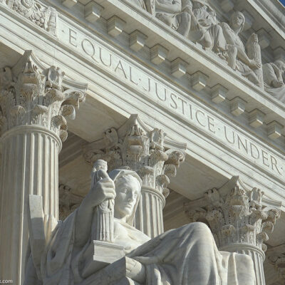 The exterior of the US Supreme Court Building.