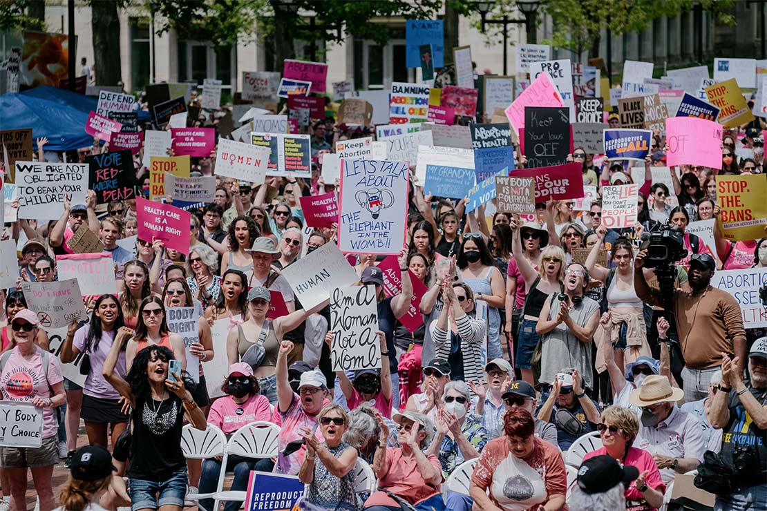 Anti-Abortion demonstrators gather in Ann Arbor Michigan.